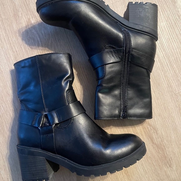 Heeled Moto Boots - Picture 1 of 3